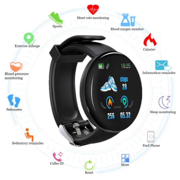 # 1.44-inch Color Round Screen D18 Smart Bracelet