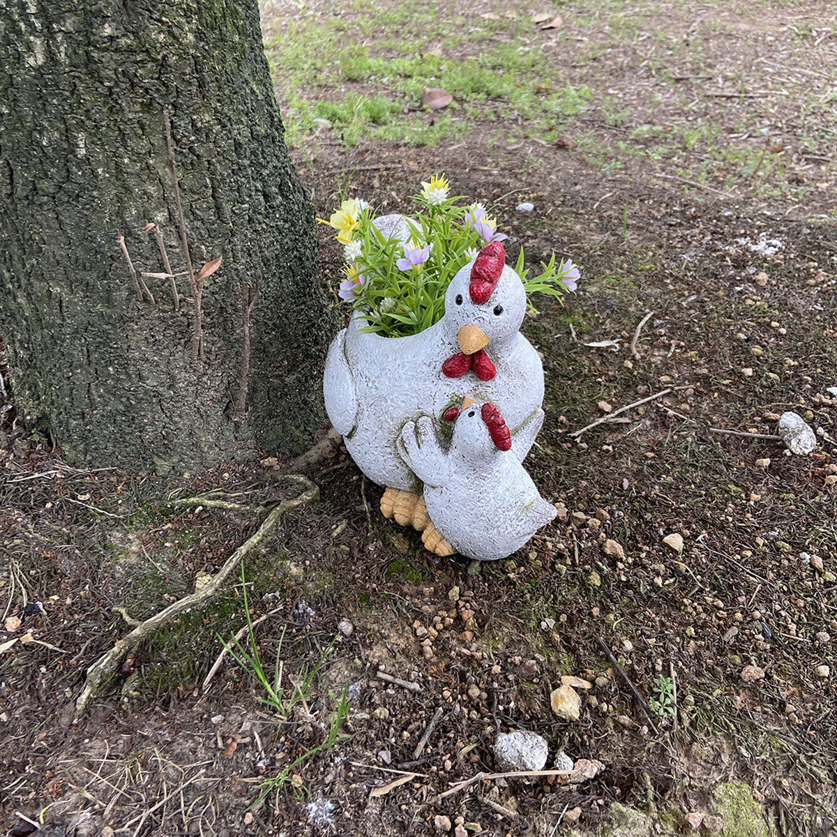 **Creative Resin Garden Animal Chicken Statue Ornament**