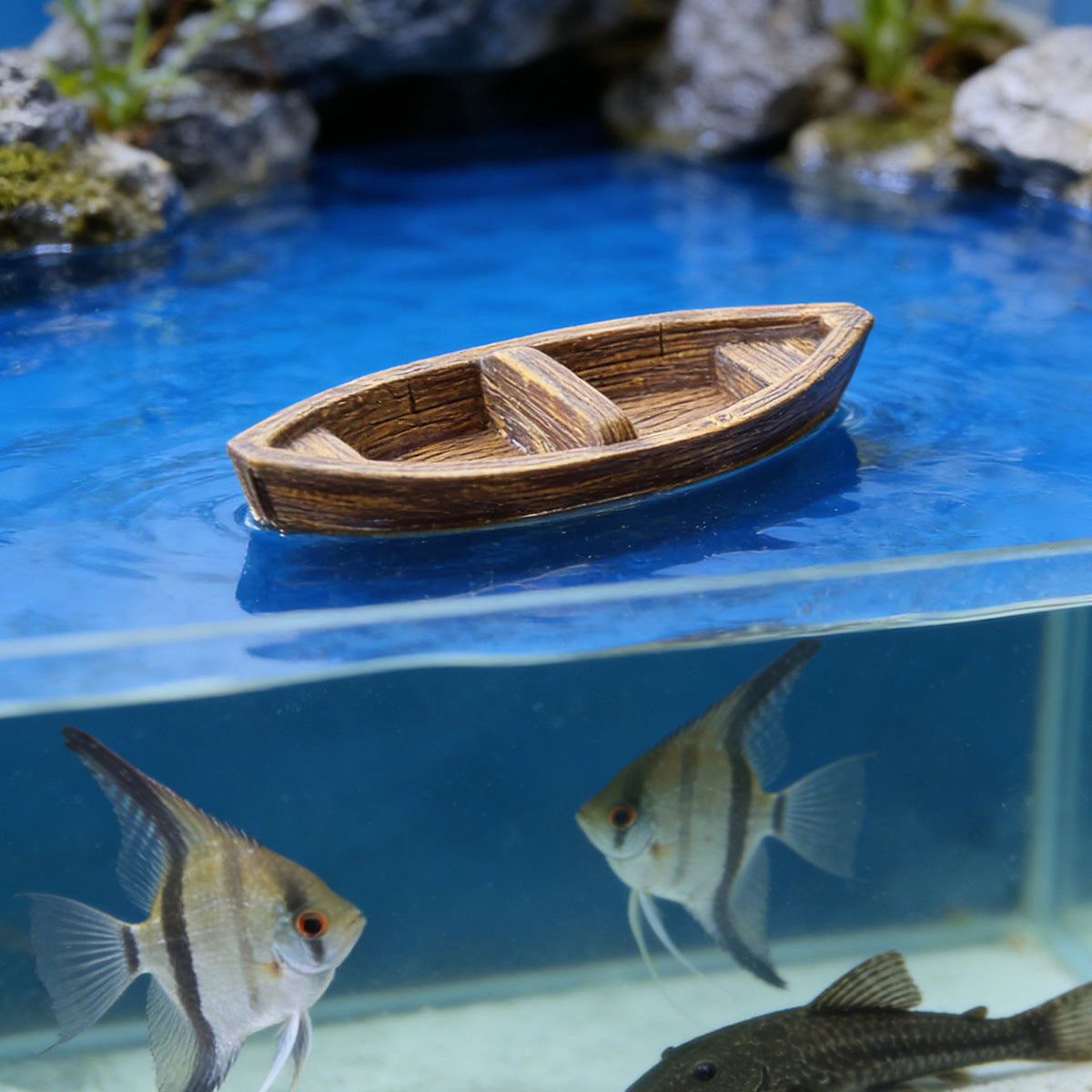 # Floating Wooden Boat Aquarium Landscaping Ornament