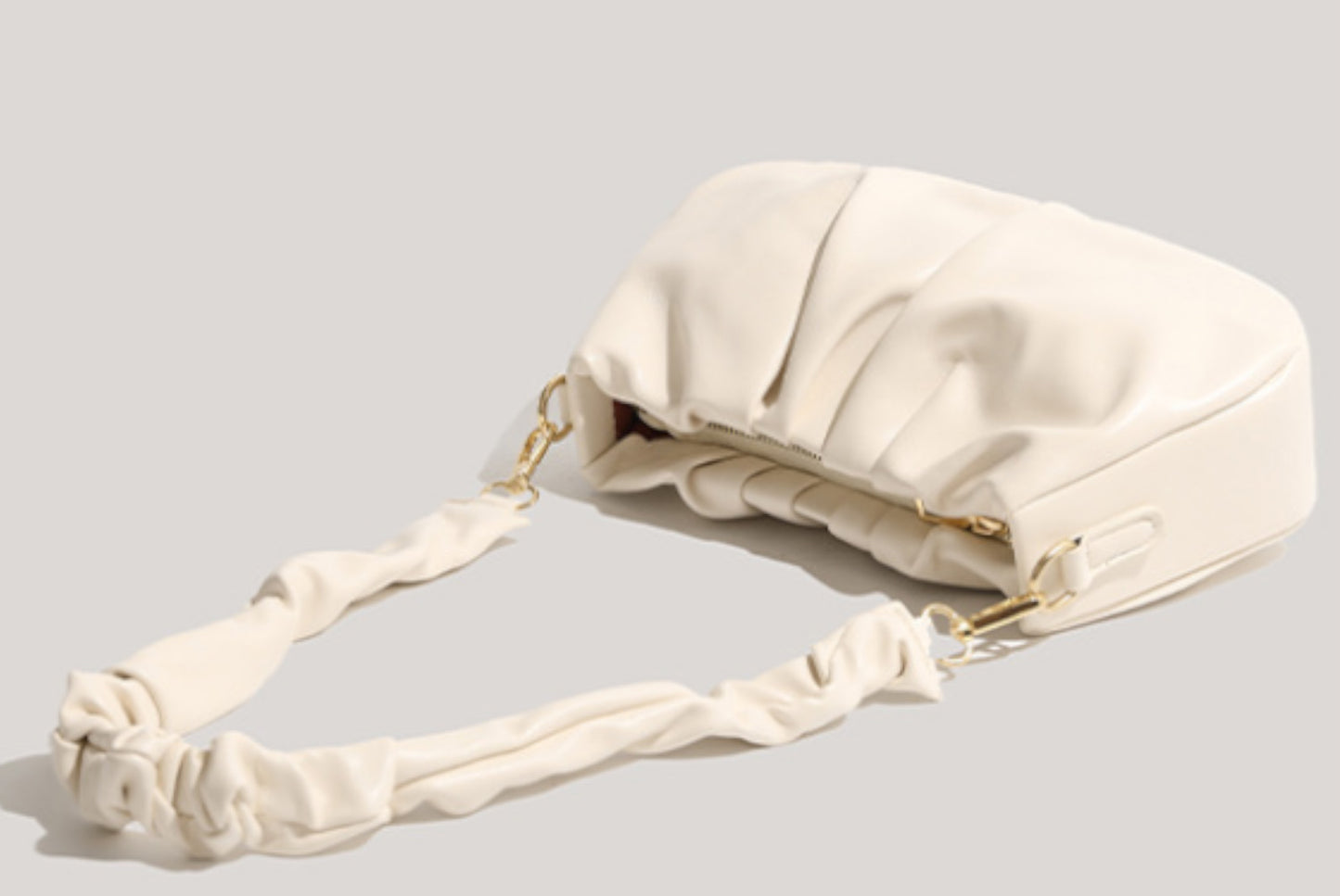 White Pleated Cloud Underarm Bag