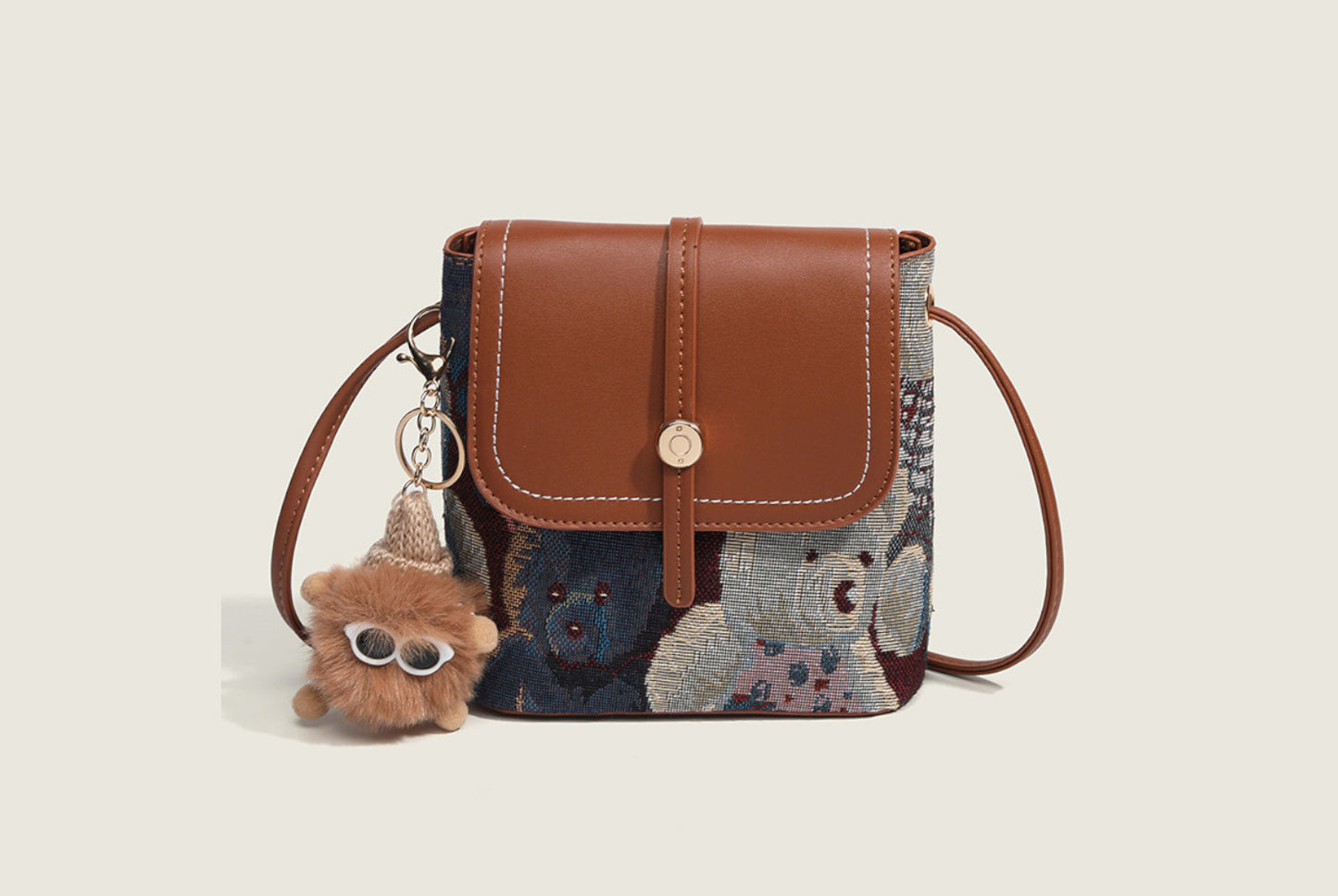 **Stylish and Simple Contrast Color Flap Crossbody Bag**