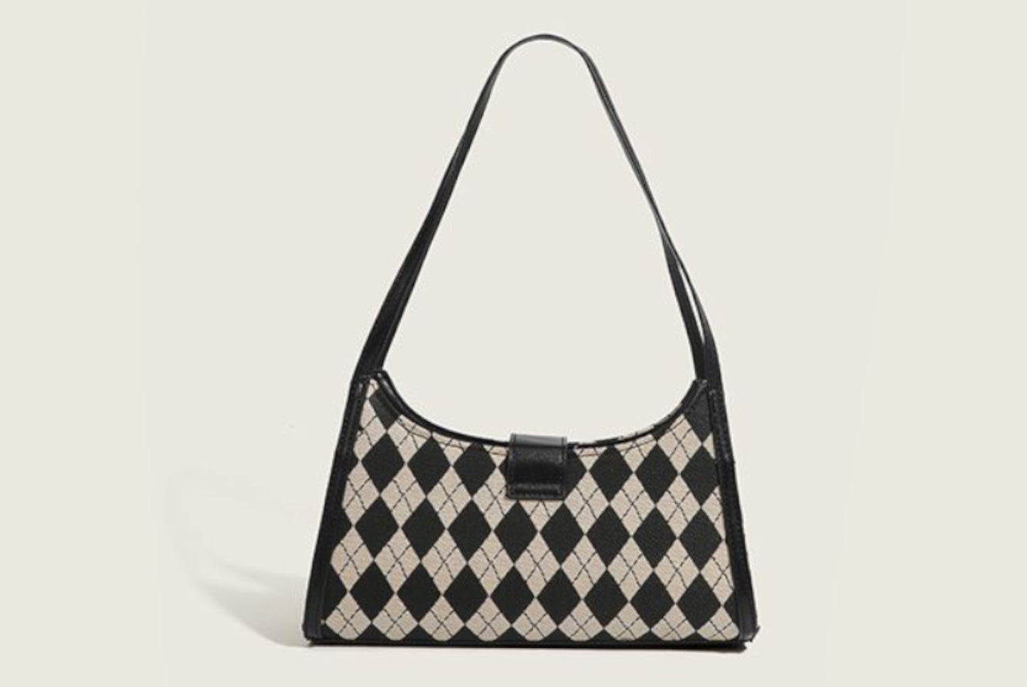 Versatile Plaid Underarm Bag with Diamond Quilting