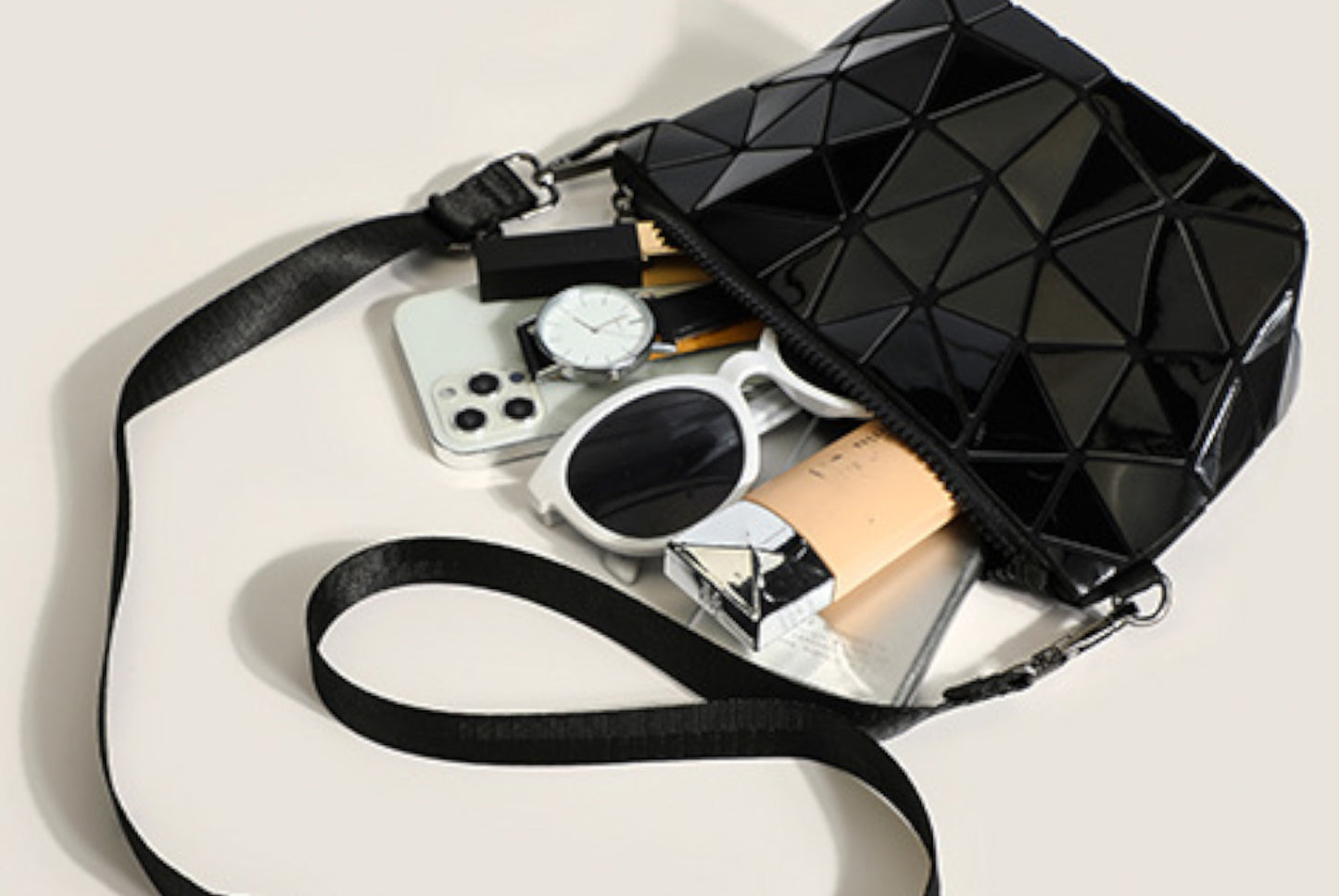 Diamond-patterned Luminous Laser Shoulder/Crossbody Bag