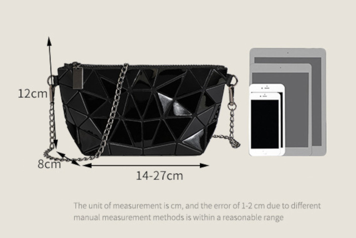 Diamond-patterned Luminous Laser Shoulder/Crossbody Bag