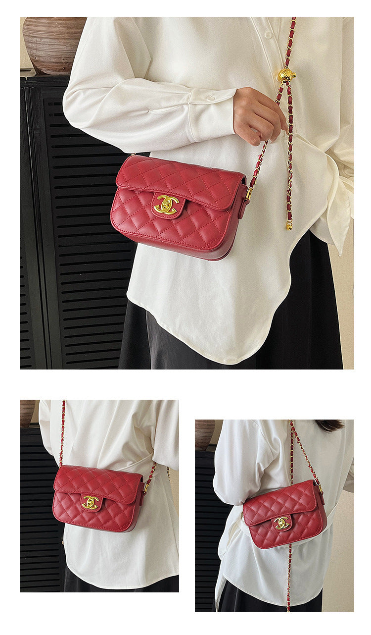 Quilted Chain Bag with Small Gold Balls