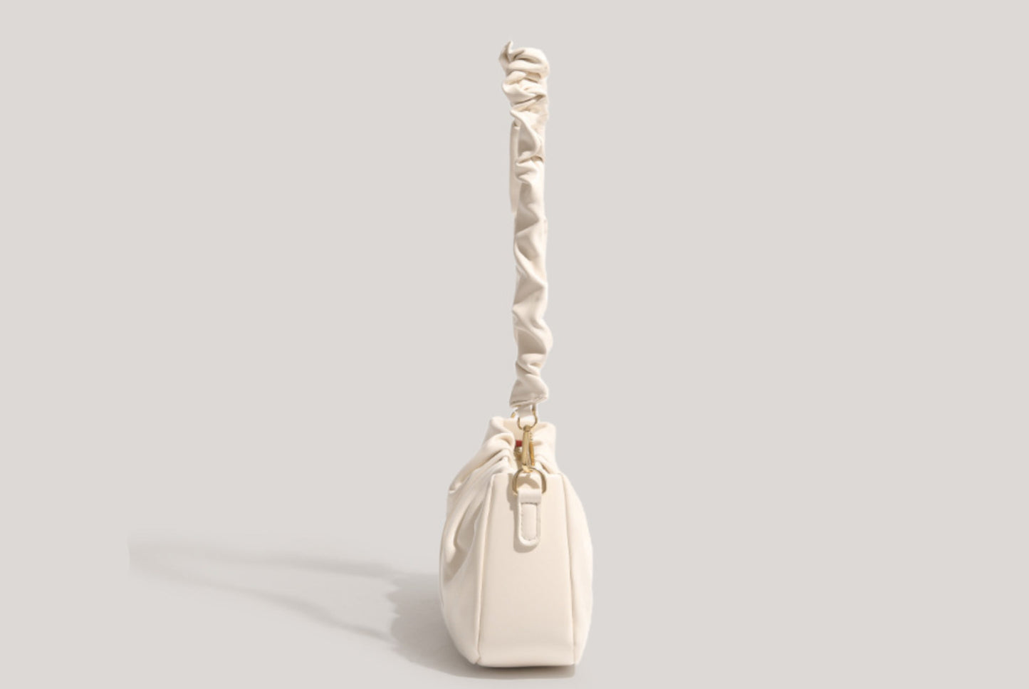 White Pleated Cloud Underarm Bag