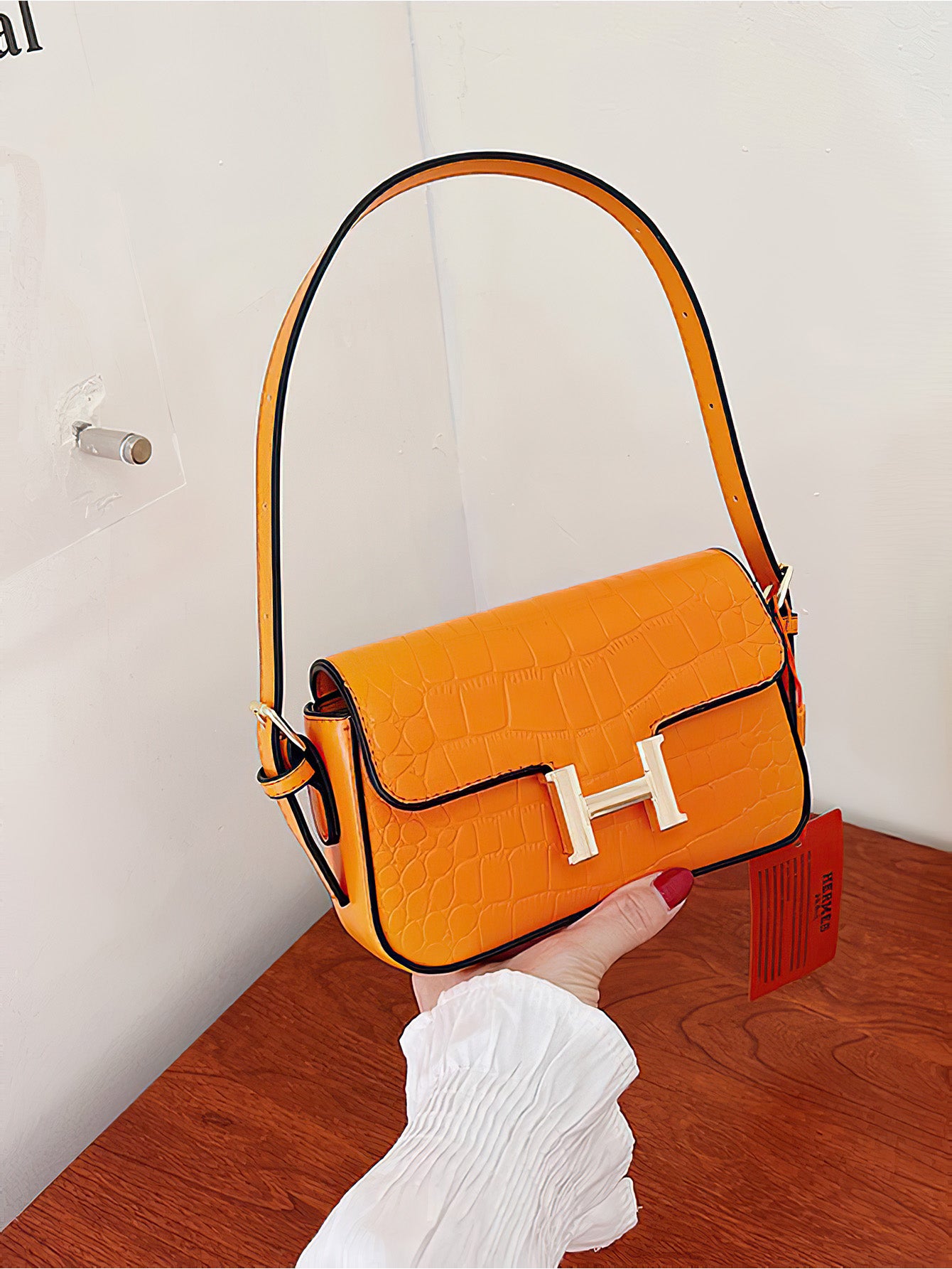 Elegant Ladies' Small Shoulder Bag – H Buckle Fashion Stone Texture Handbag - 9 Colors