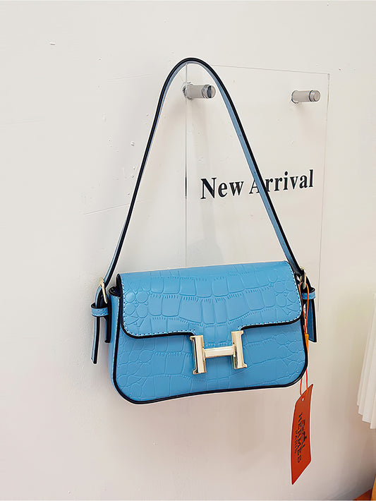Elegant Ladies' Small Shoulder Bag – H Buckle Fashion Stone Texture Handbag - 9 Colors