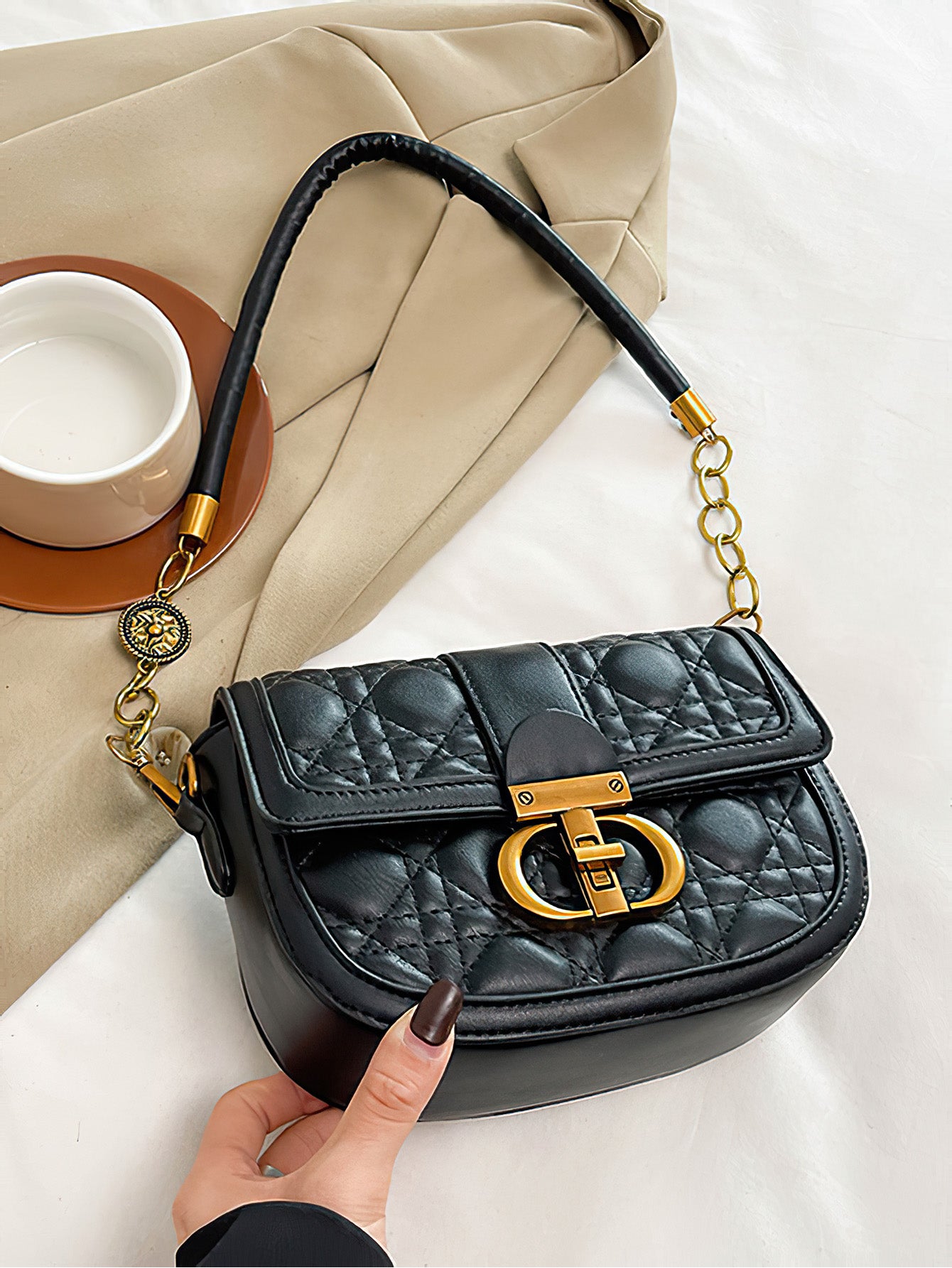 Urban Elegance Redefined: Luxe Saddle Bag with Diamond Quilting - 7 Colours