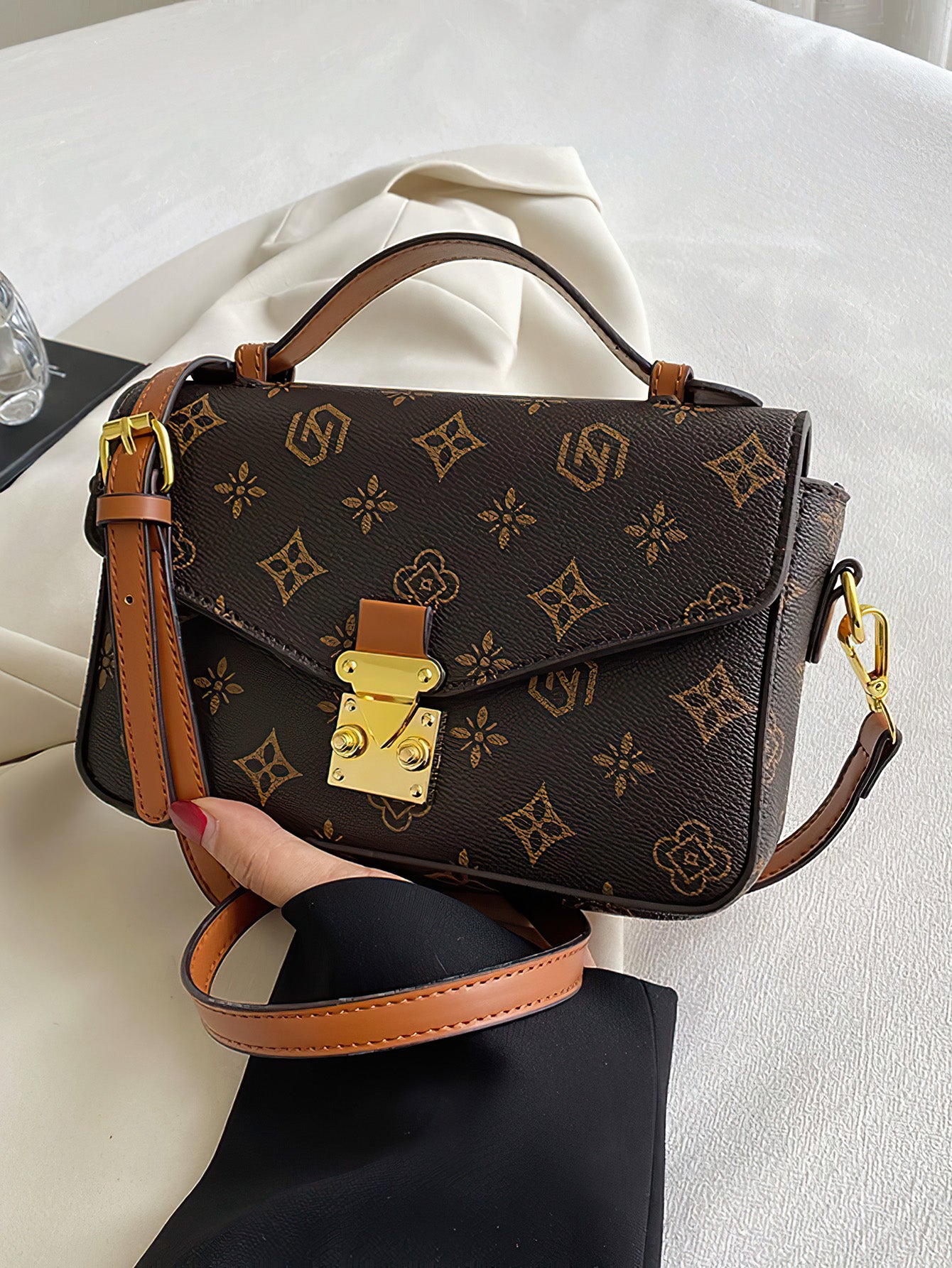 Floral Print Shoulder Bag - Versatile Crossbody Tote with Premium Finish - 3 Colours