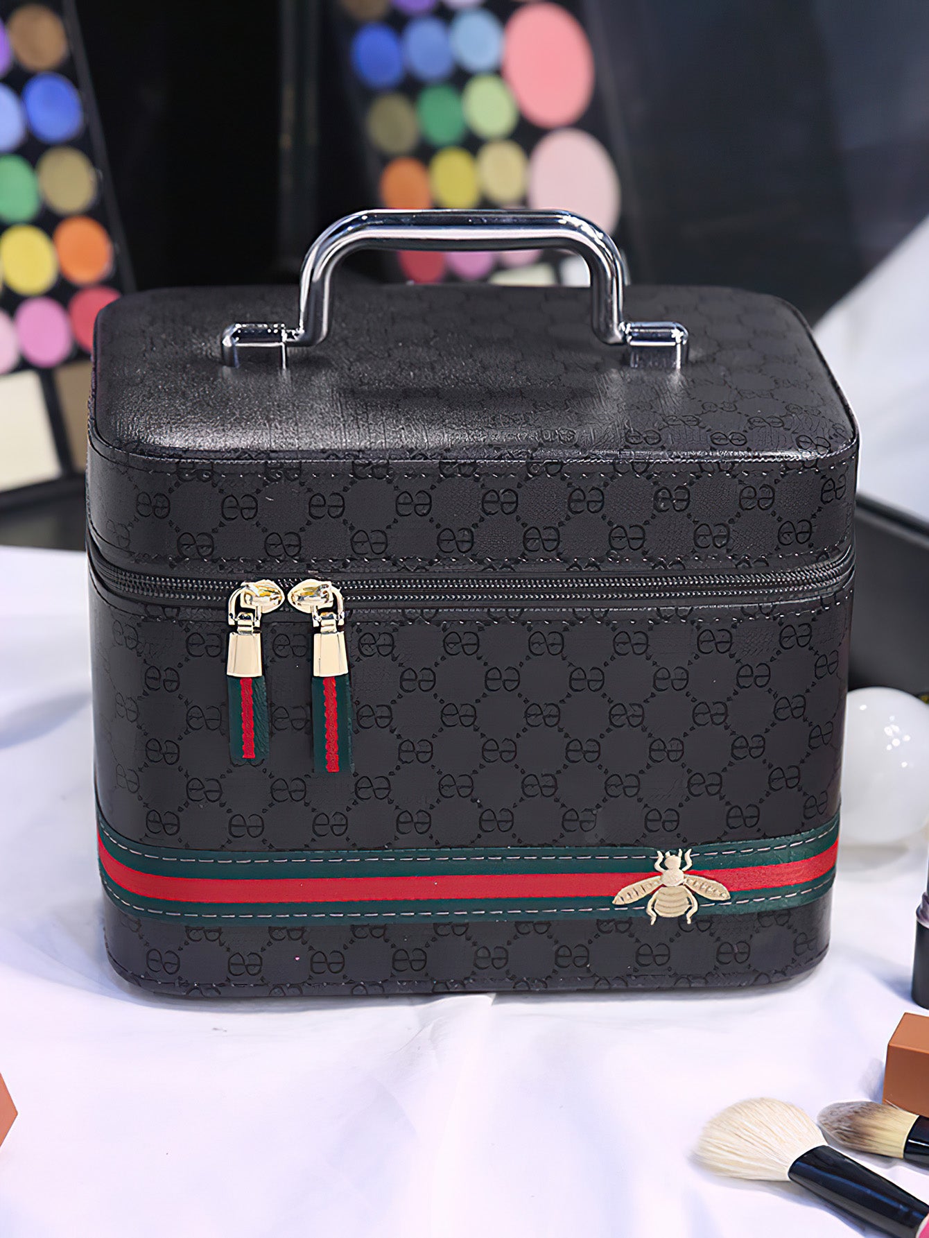Portable PU Travel Cosmetic Case with Mirror – 4 Colours