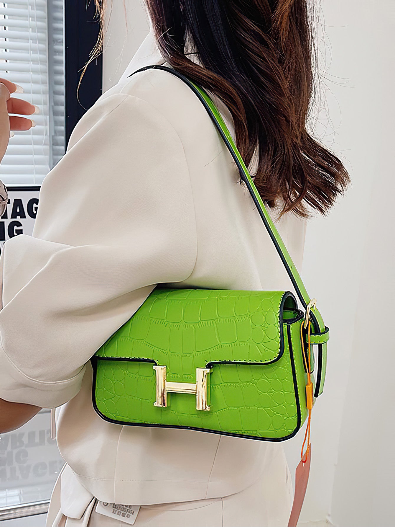 Elegant Ladies' Small Shoulder Bag – H Buckle Fashion Stone Texture Handbag - 9 Colors