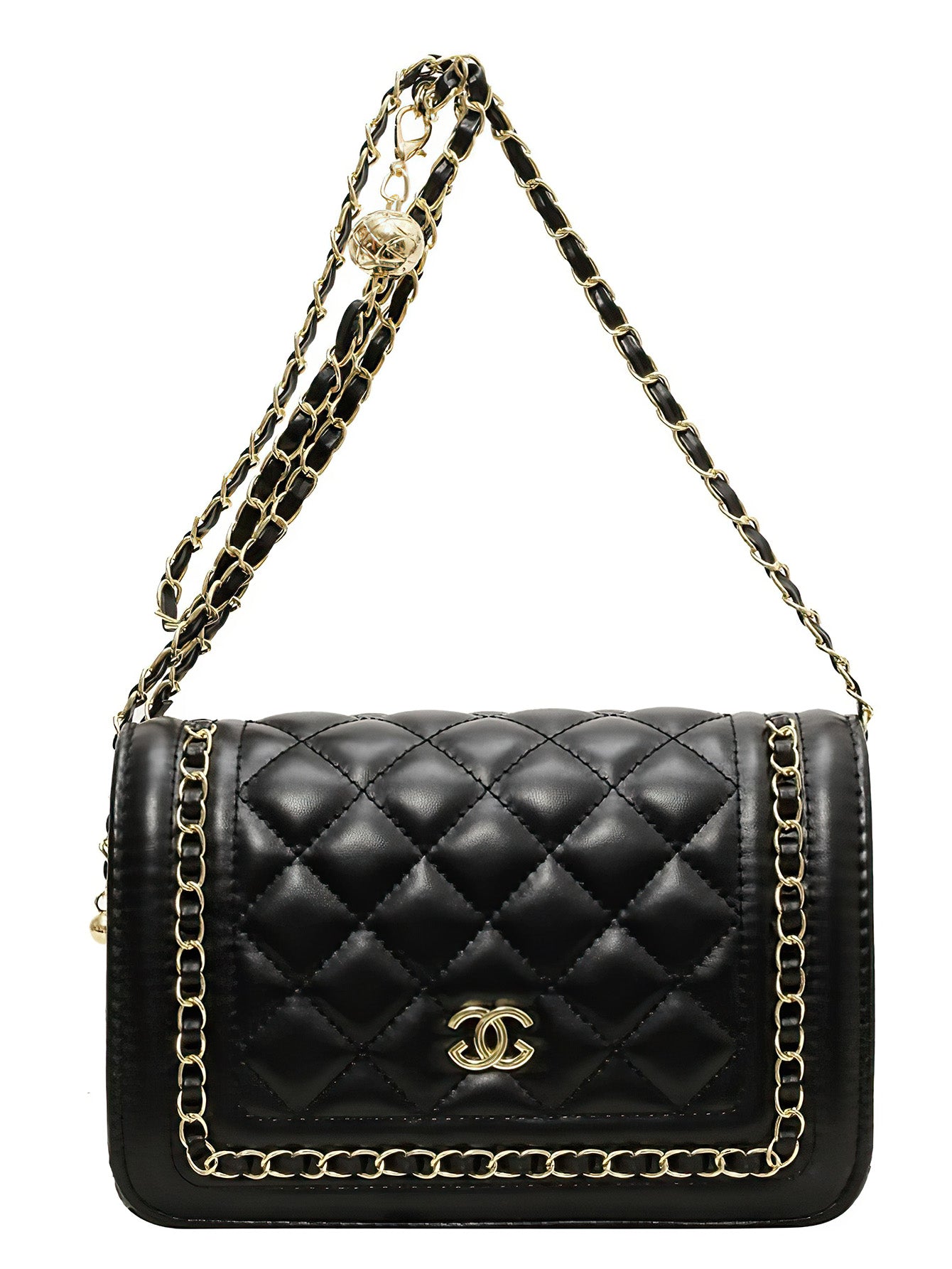 Quilted Chain-Accent Square Bag: Luxe Minimalist Companion - 2 Colours