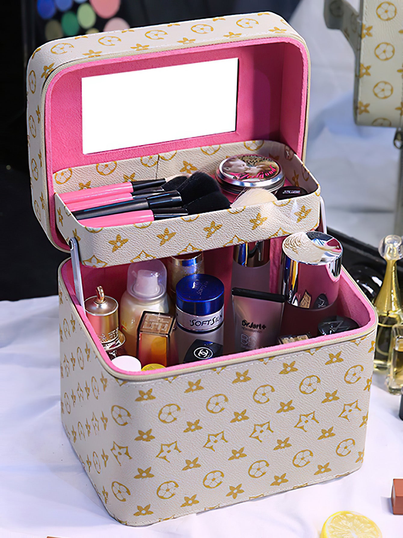 Stylish Large-Capacity Makeup Organizer Box with Mirror - 5 Colours