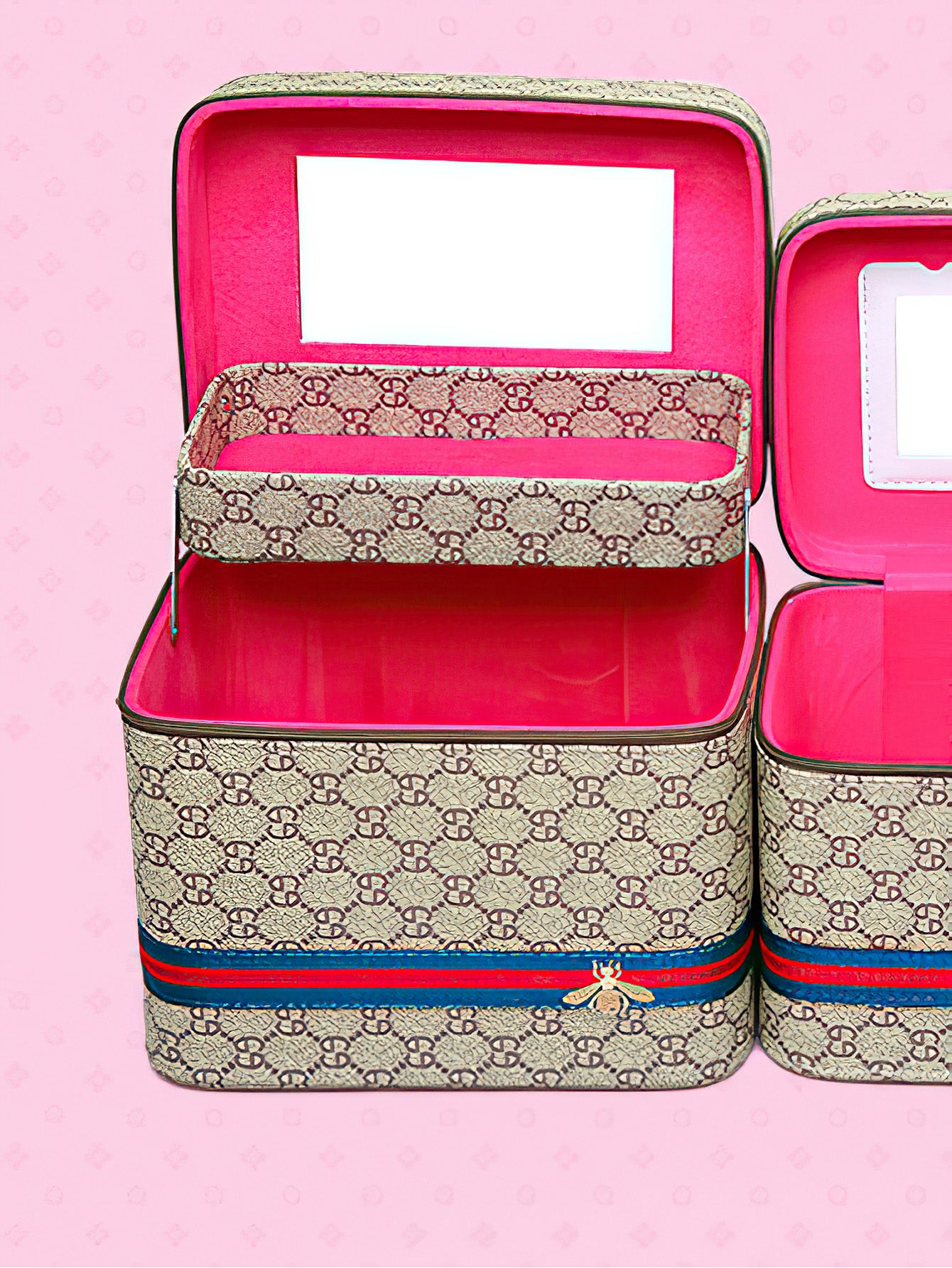 Stylish & Functional PU Travel Cosmetic Case with Mirror - 4 Colours