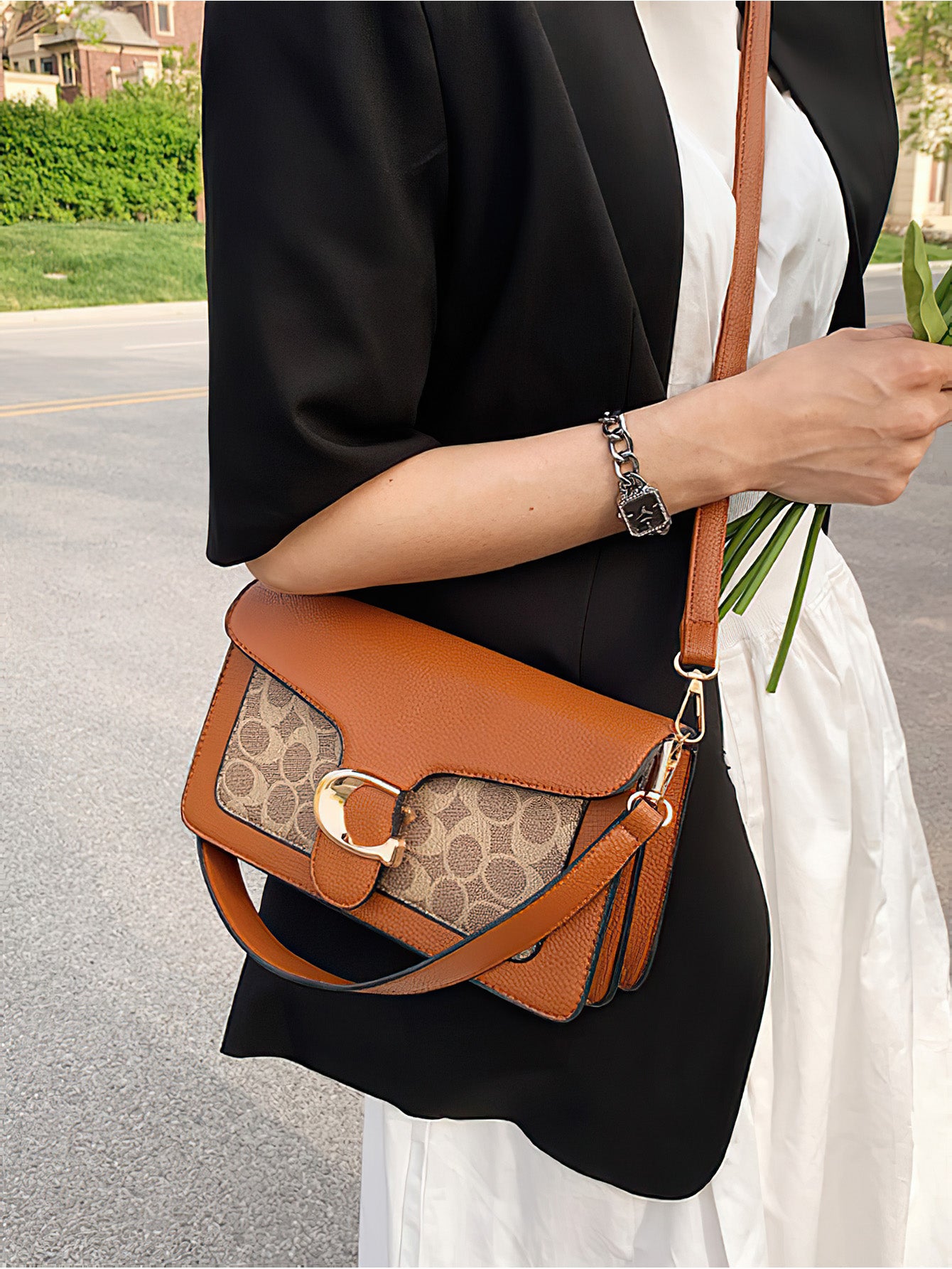 Vintage Chic Print Crossbody Bag: Urban Minimalist Essential - 6 Colours