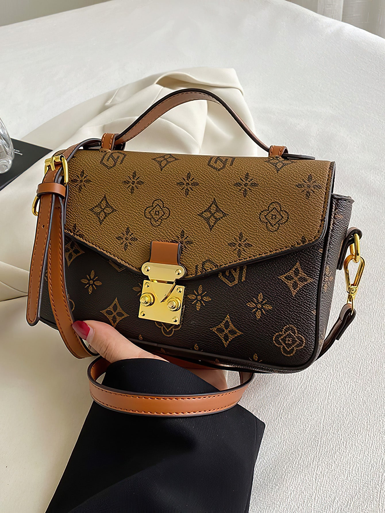 Floral Print Shoulder Bag - Versatile Crossbody Tote with Premium Finish - 3 Colours