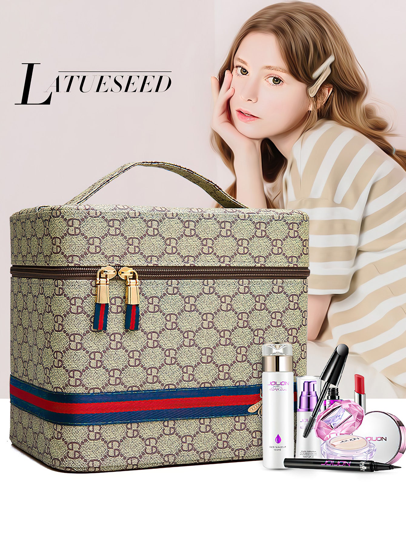 Portable PU Travel Cosmetic Case with Mirror – 4 Colours