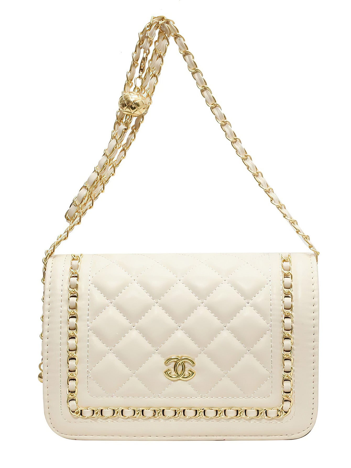 Quilted Chain-Accent Square Bag: Luxe Minimalist Companion - 2 Colours