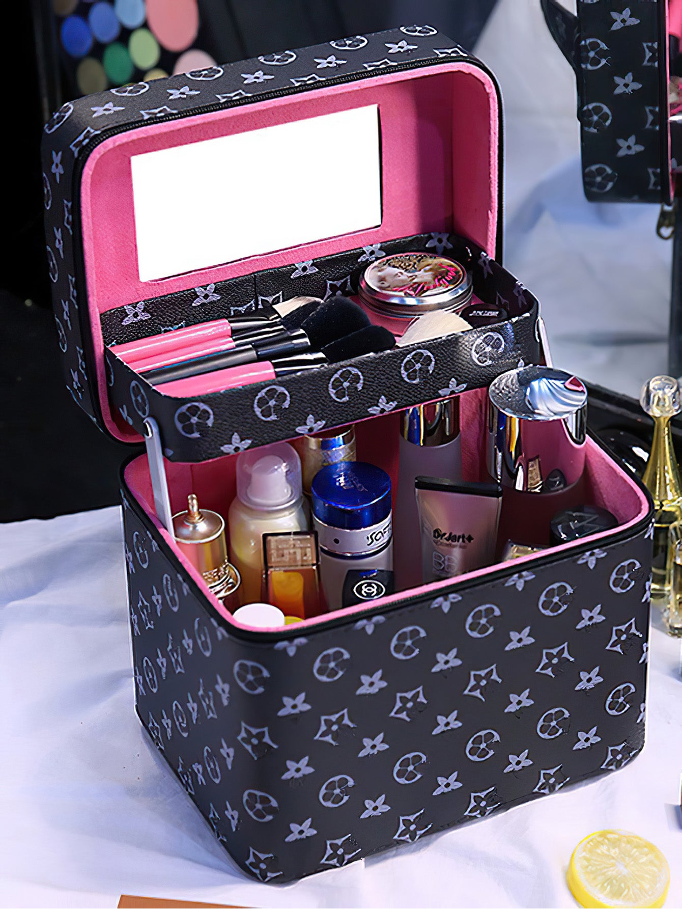 Stylish Large-Capacity Makeup Organizer Box with Mirror - 5 Colours