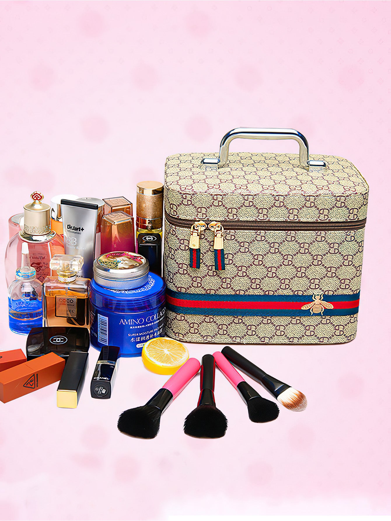 Portable PU Travel Cosmetic Case with Mirror – 4 Colours