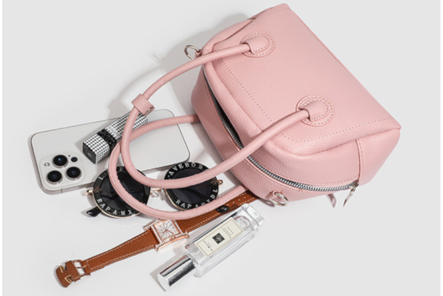 **Stylish Sakura Pink Small Square Crossbody Commuter Bag**