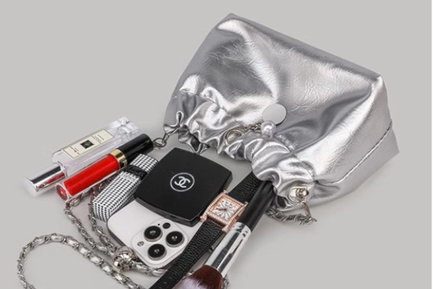 Western-Style Shoulder Bag for Women (Silver)