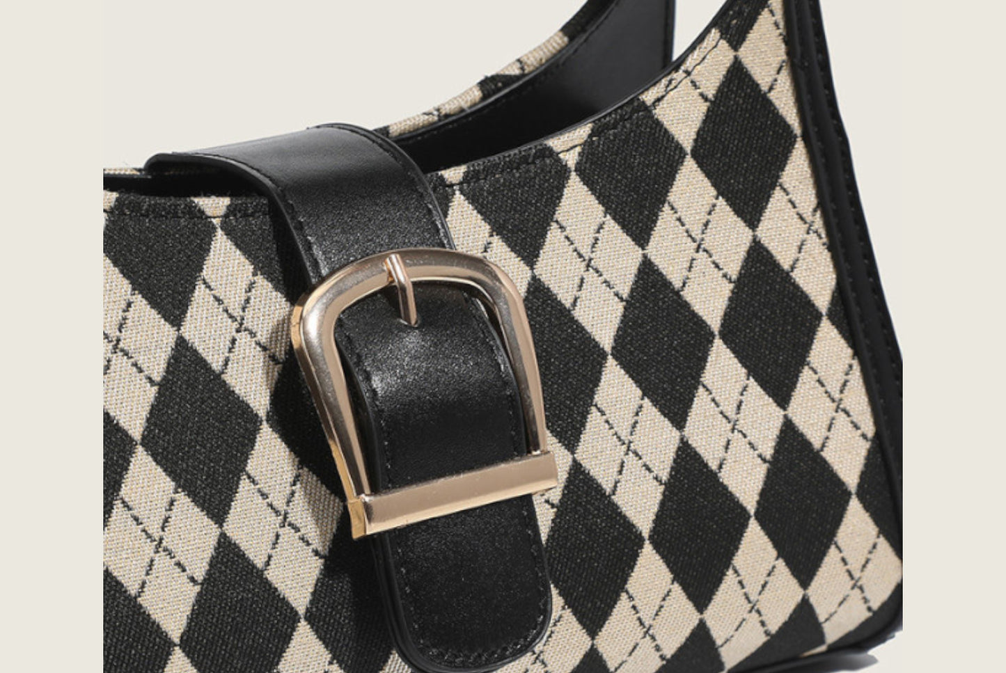 Versatile Plaid Underarm Bag with Diamond Quilting