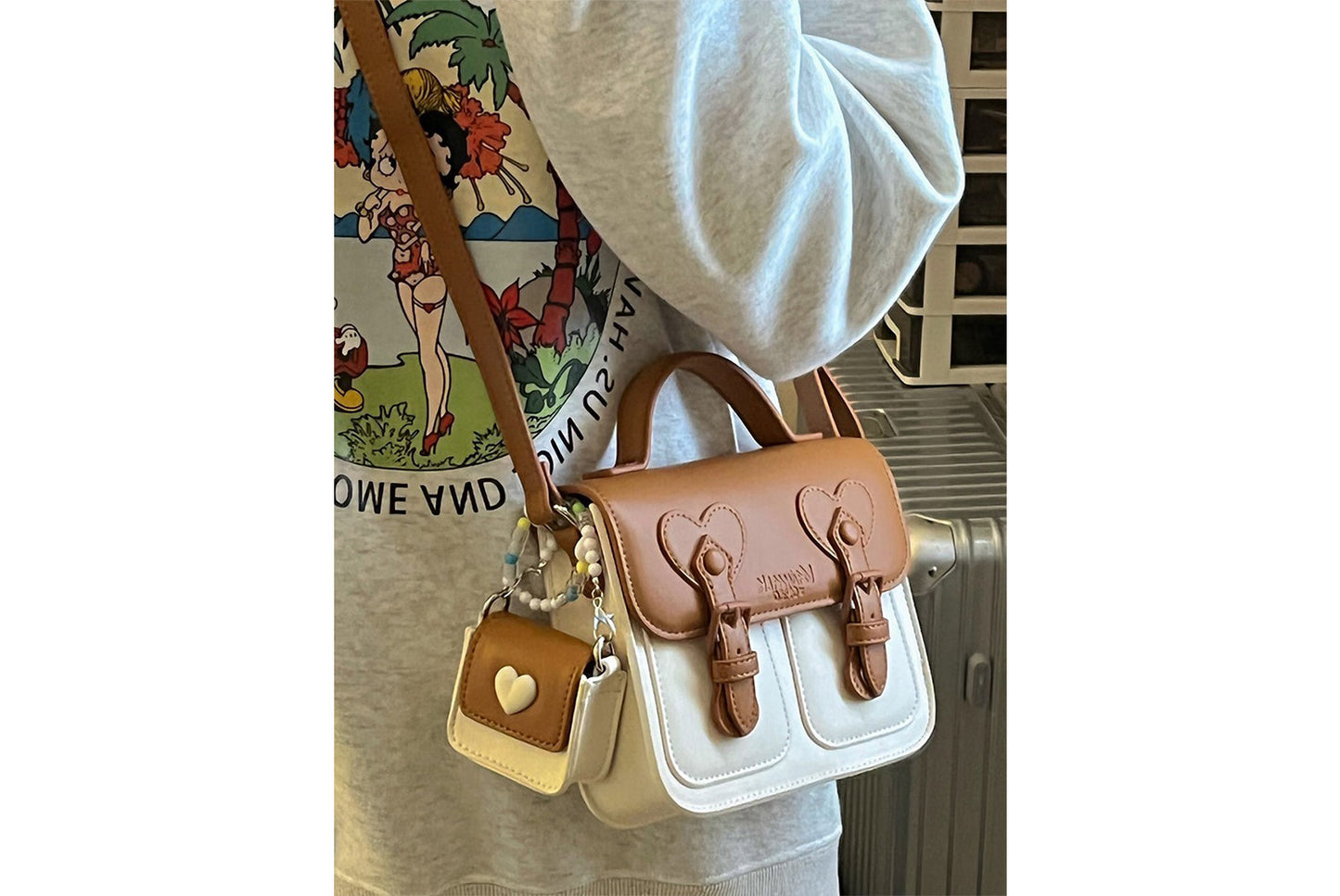 Cute Contrast Cream Cambridge Bag