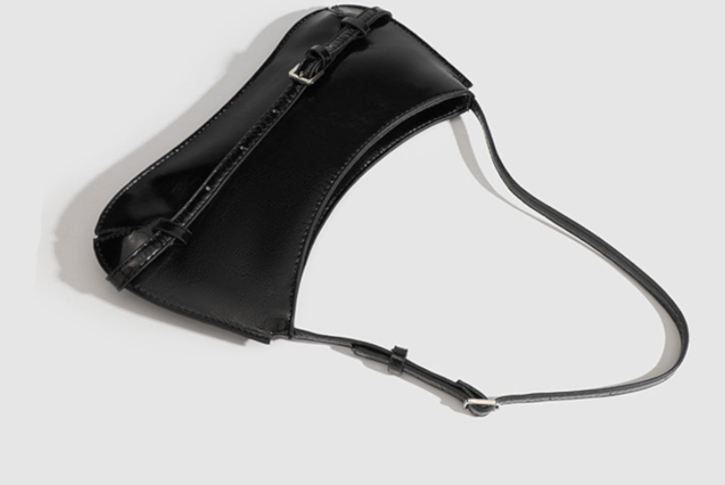**Stylish Shoulder Bag - Retro Baguette - Black**