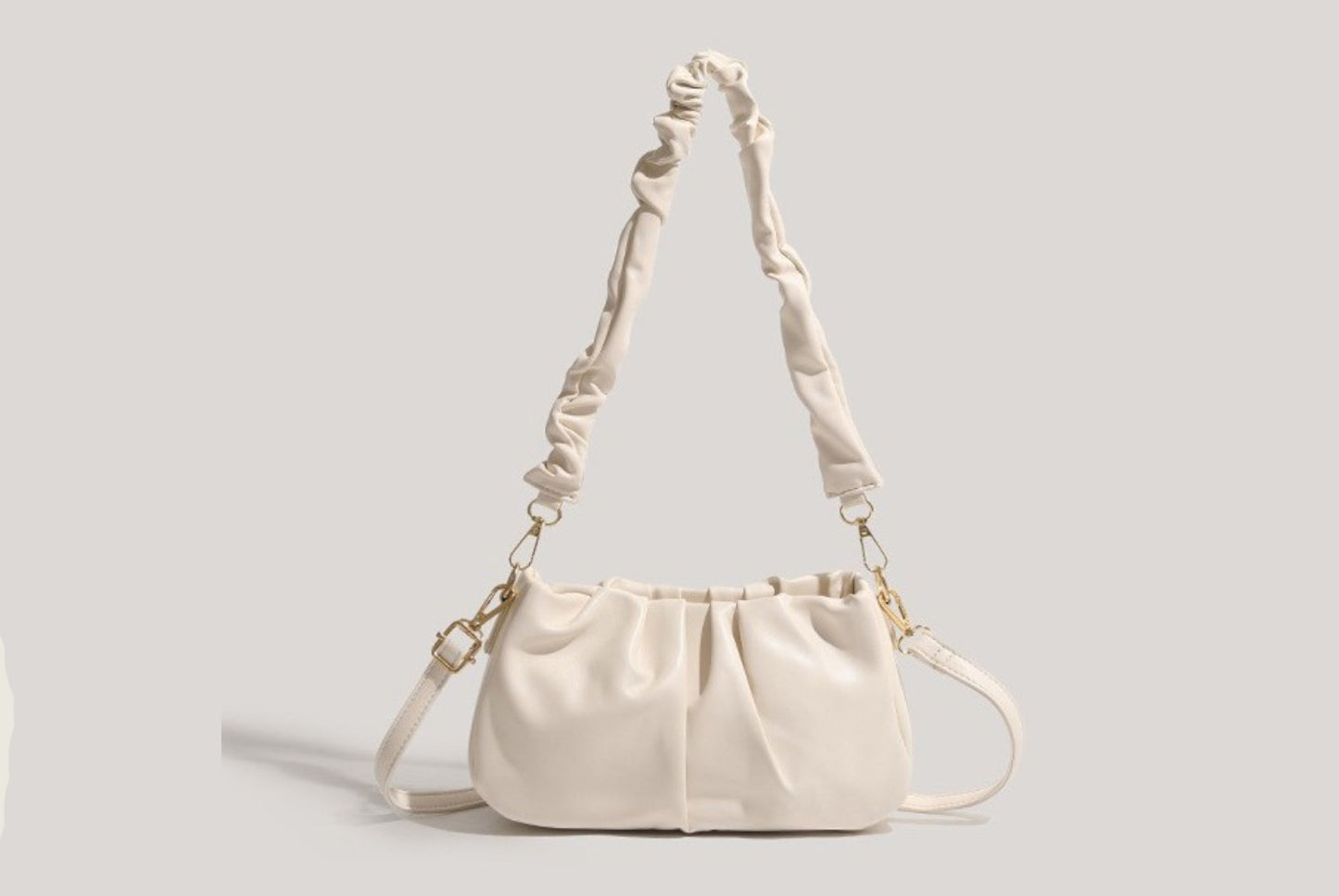 White Pleated Cloud Underarm Bag