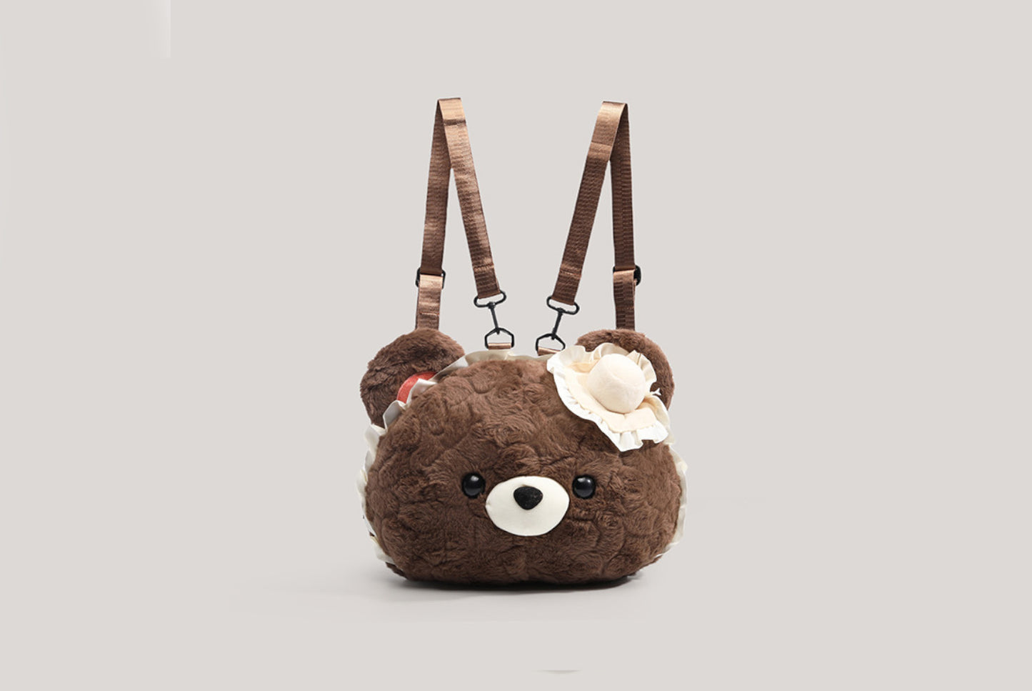 Heart-Shaped Brown Bear Plush Backpack**