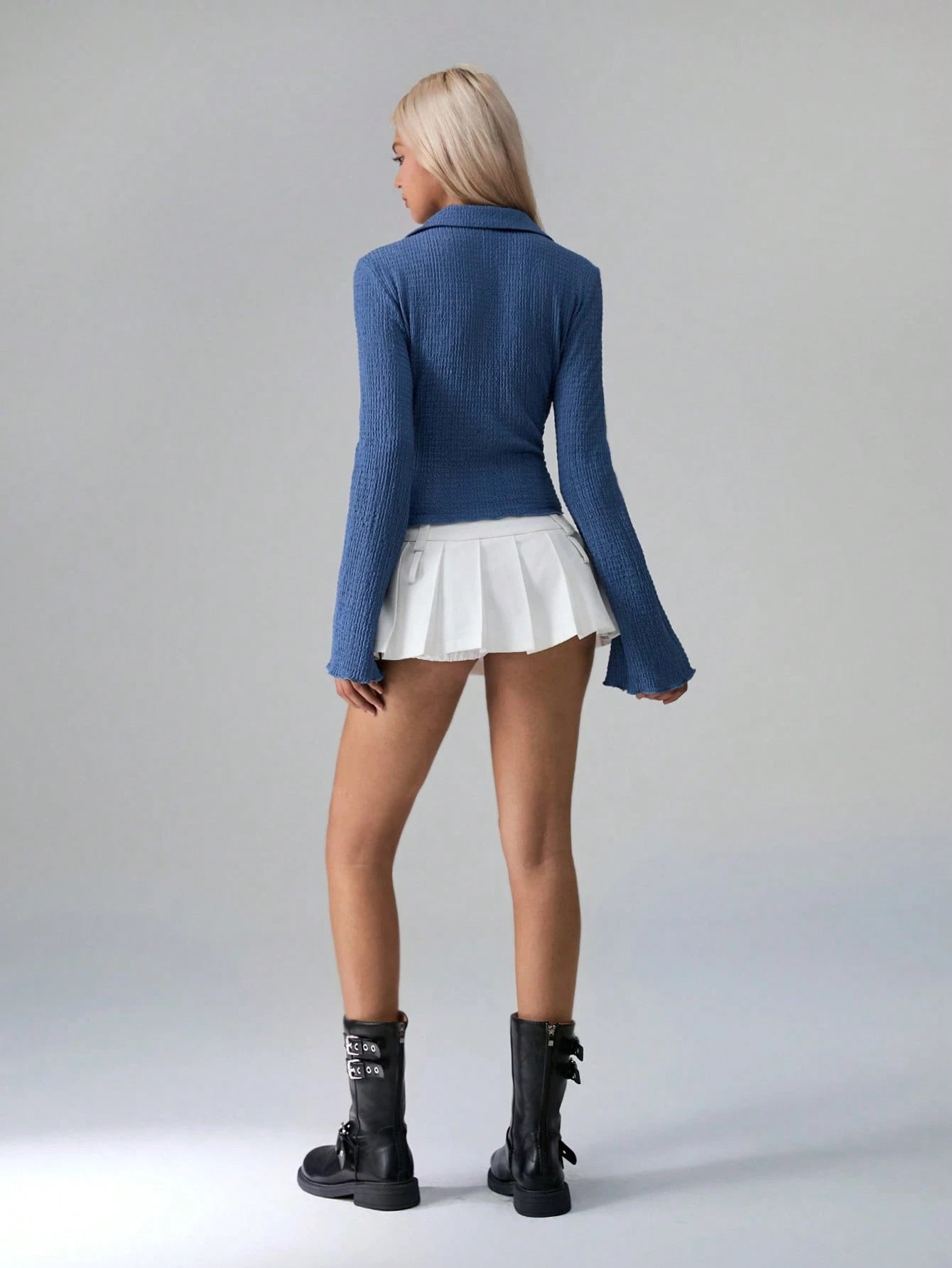 Casual Polo Collar Single-Breasted Long-Sleeve Top