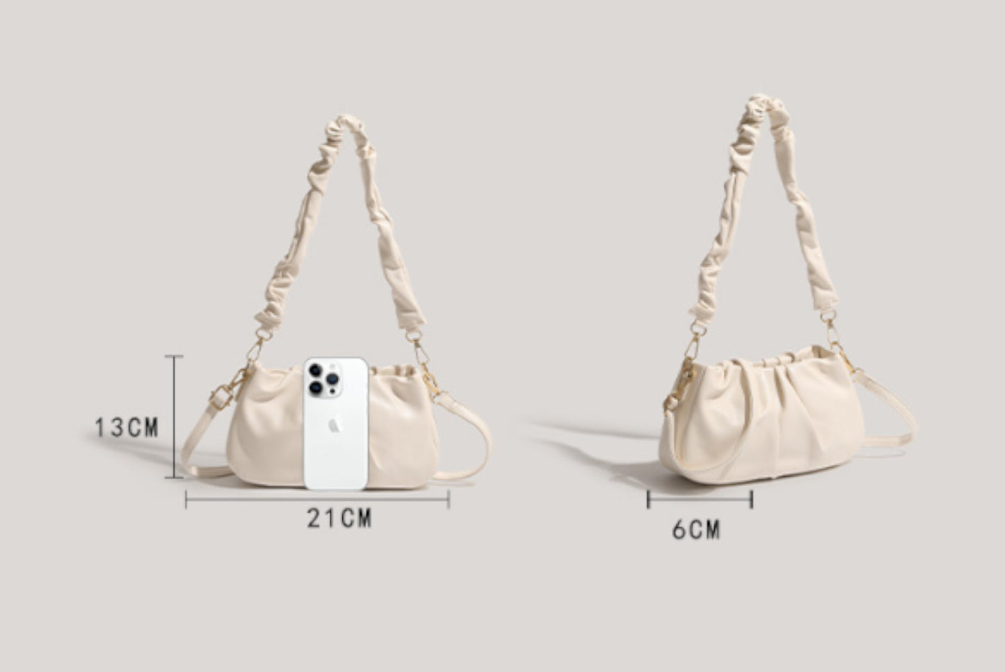 White Pleated Cloud Underarm Bag