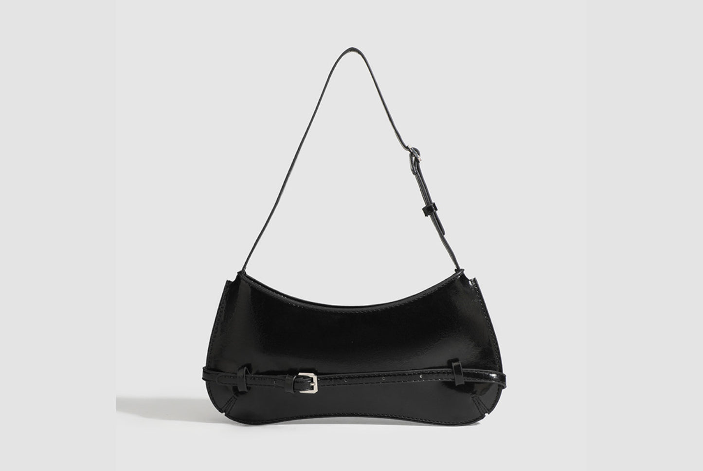 **Stylish Shoulder Bag - Retro Baguette - Black**