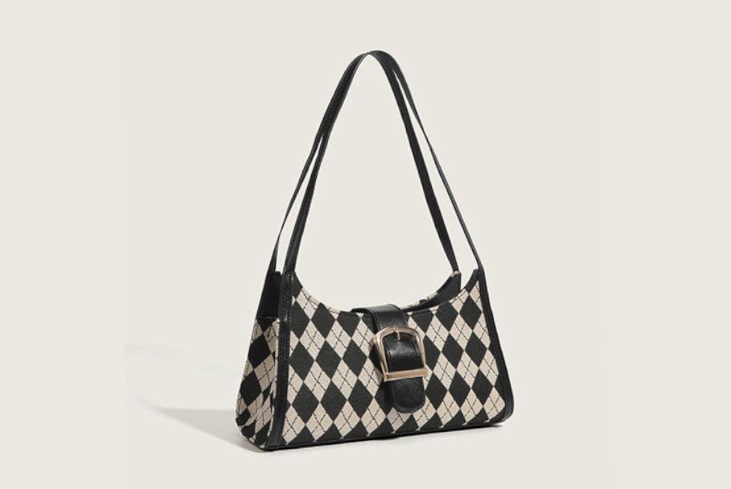 Versatile Plaid Underarm Bag with Diamond Quilting