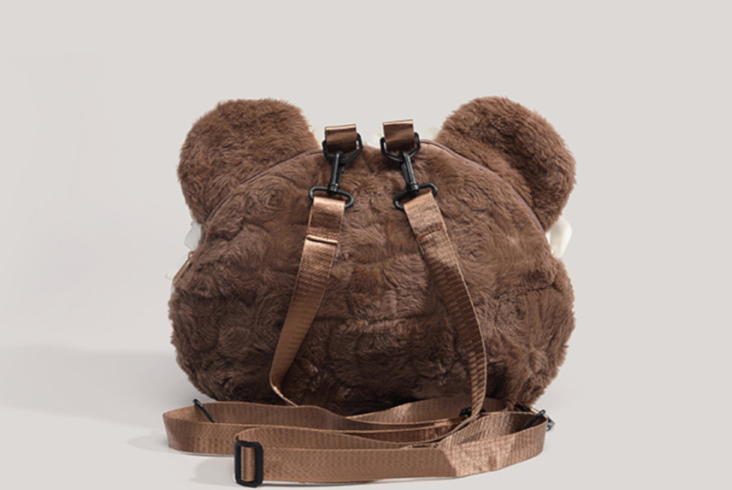 Heart-Shaped Brown Bear Plush Backpack**