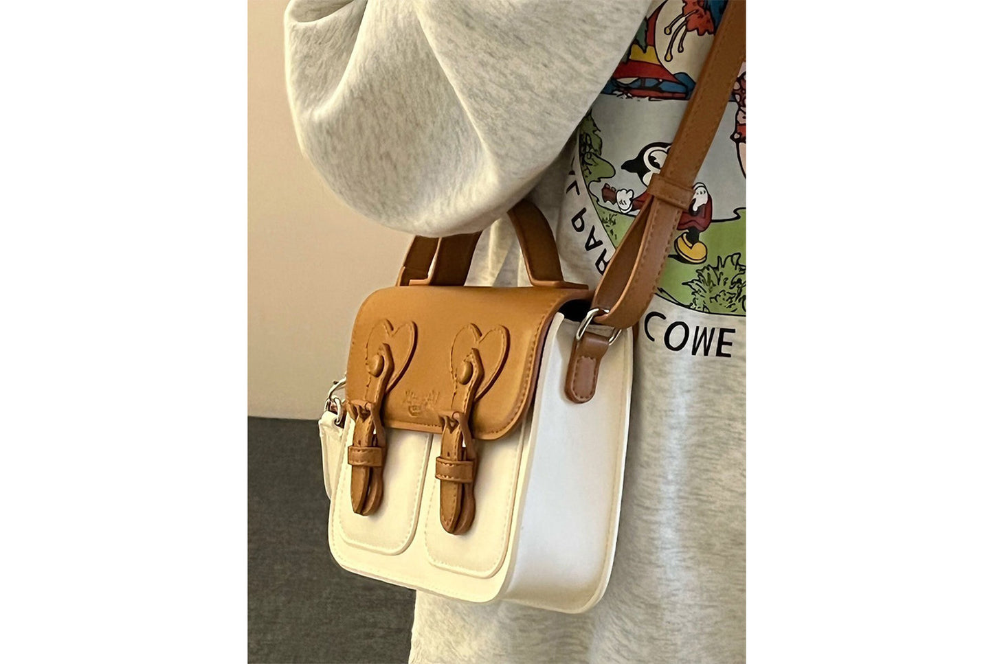 Cute Contrast Cream Cambridge Bag