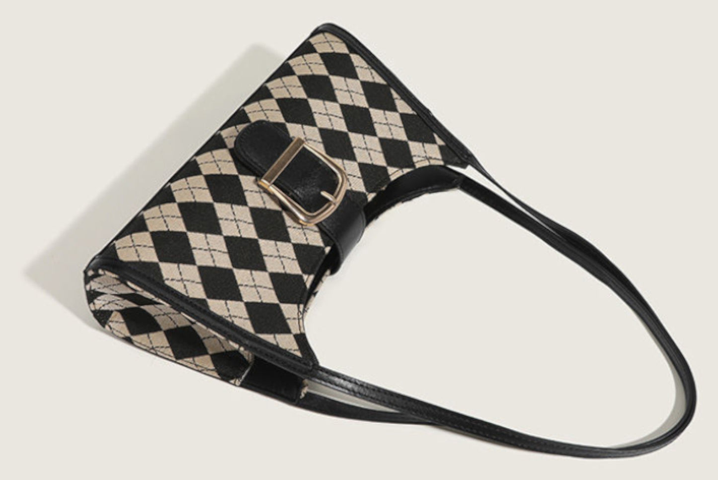 Versatile Plaid Underarm Bag with Diamond Quilting