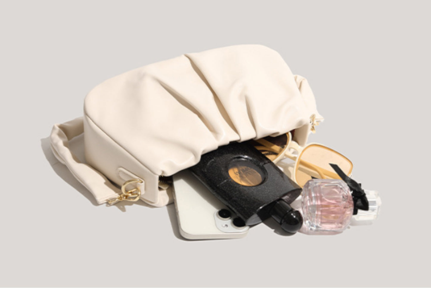 White Pleated Cloud Underarm Bag