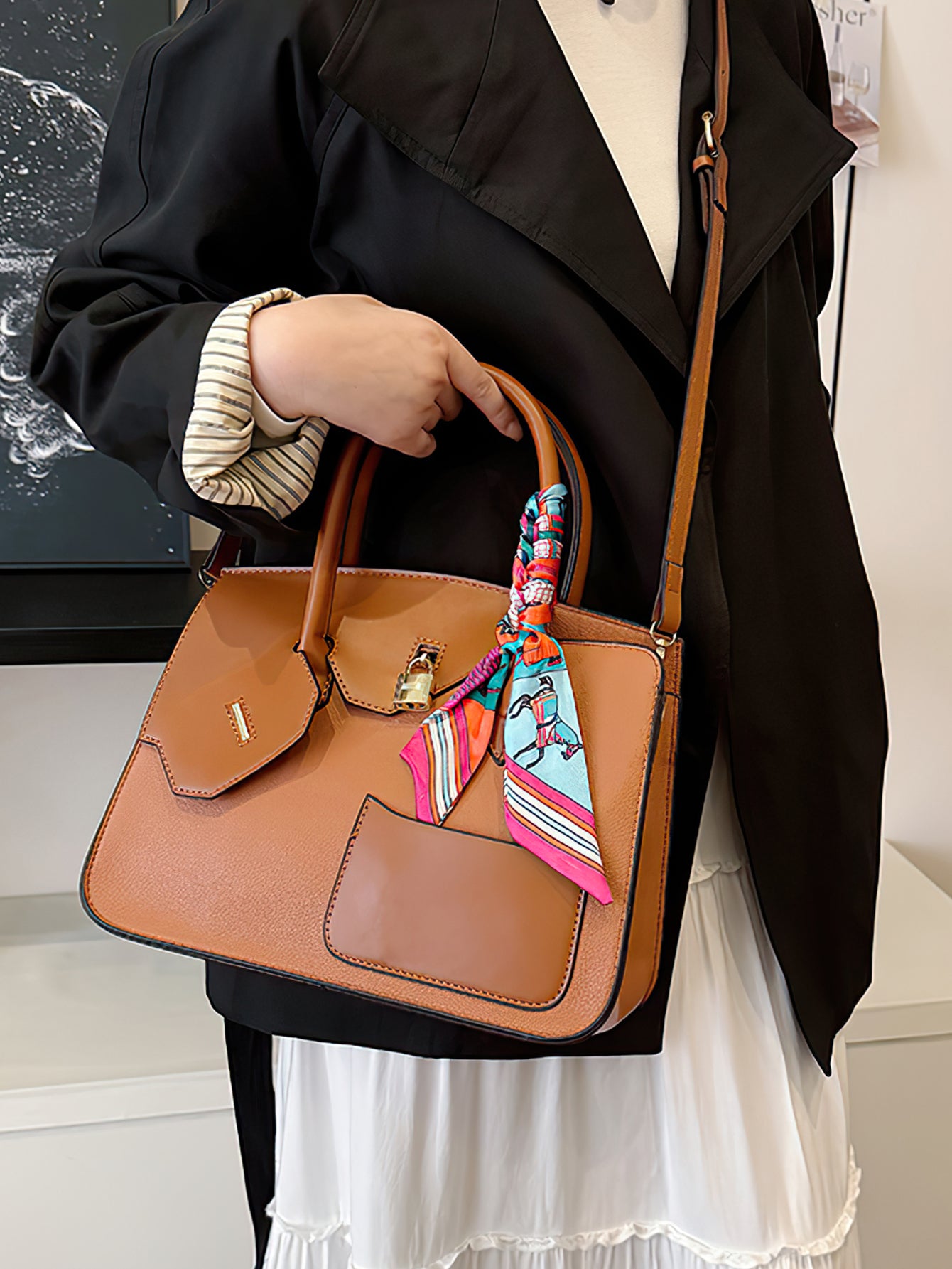 Luxury Croc-Embossed Tote: Spacious Kelly-Style Shoulder Bag with Detachable Strap - 9 Colours