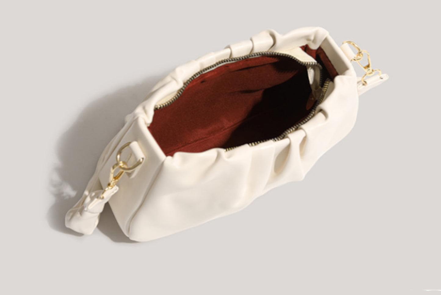 White Pleated Cloud Underarm Bag