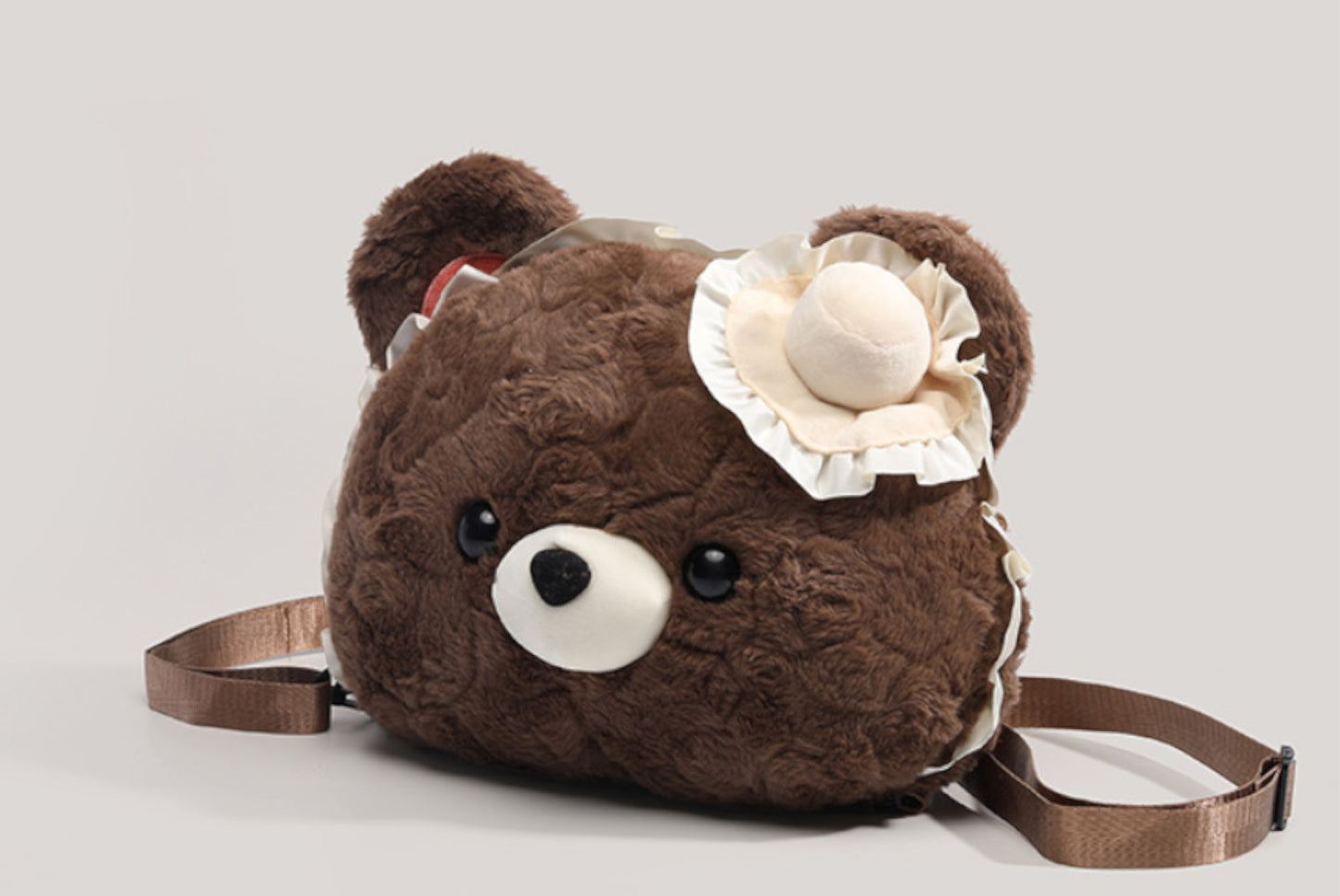 Heart-Shaped Brown Bear Plush Backpack**