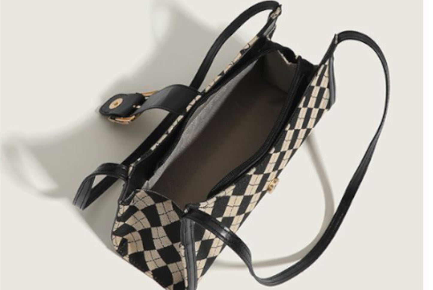 Versatile Plaid Underarm Bag with Diamond Quilting