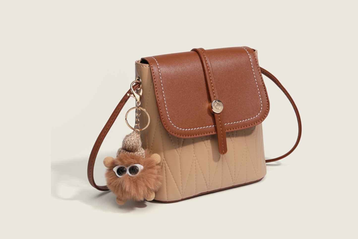 **Stylish and Simple Contrast Color Flap Crossbody Bag**