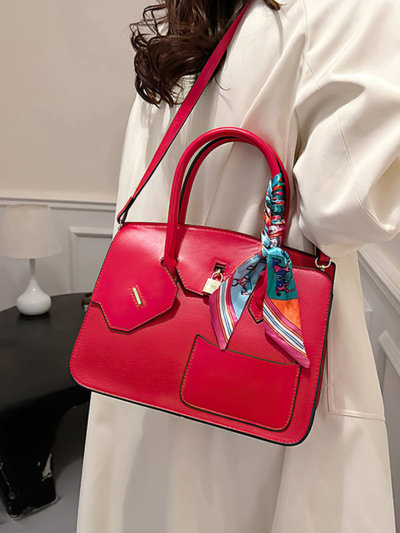Luxury Croc-Embossed Tote: Spacious Kelly-Style Shoulder Bag with Detachable Strap - 9 Colours