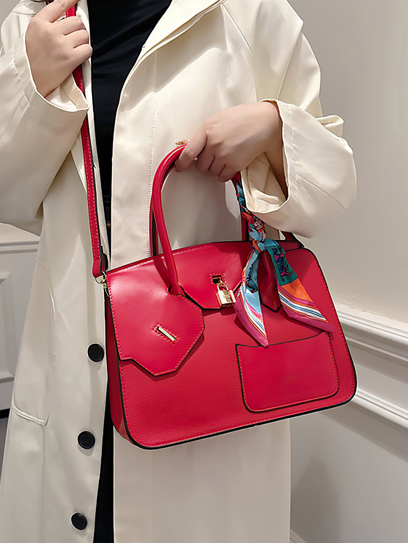 Luxury Croc-Embossed Tote: Spacious Kelly-Style Shoulder Bag with Detachable Strap - 9 Colours