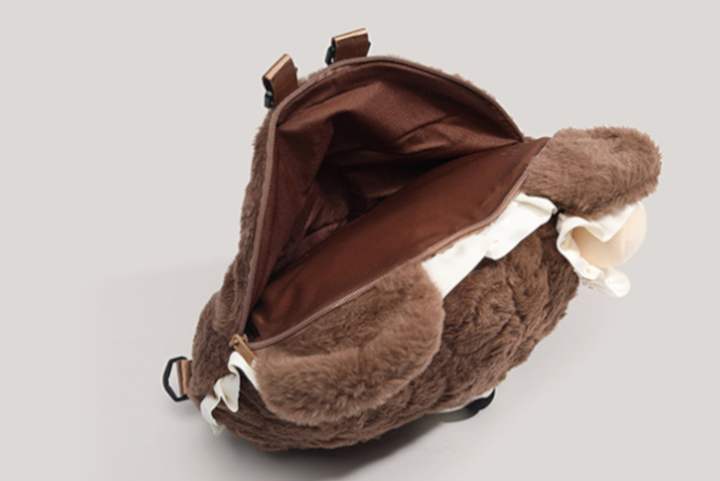 Heart-Shaped Brown Bear Plush Backpack**