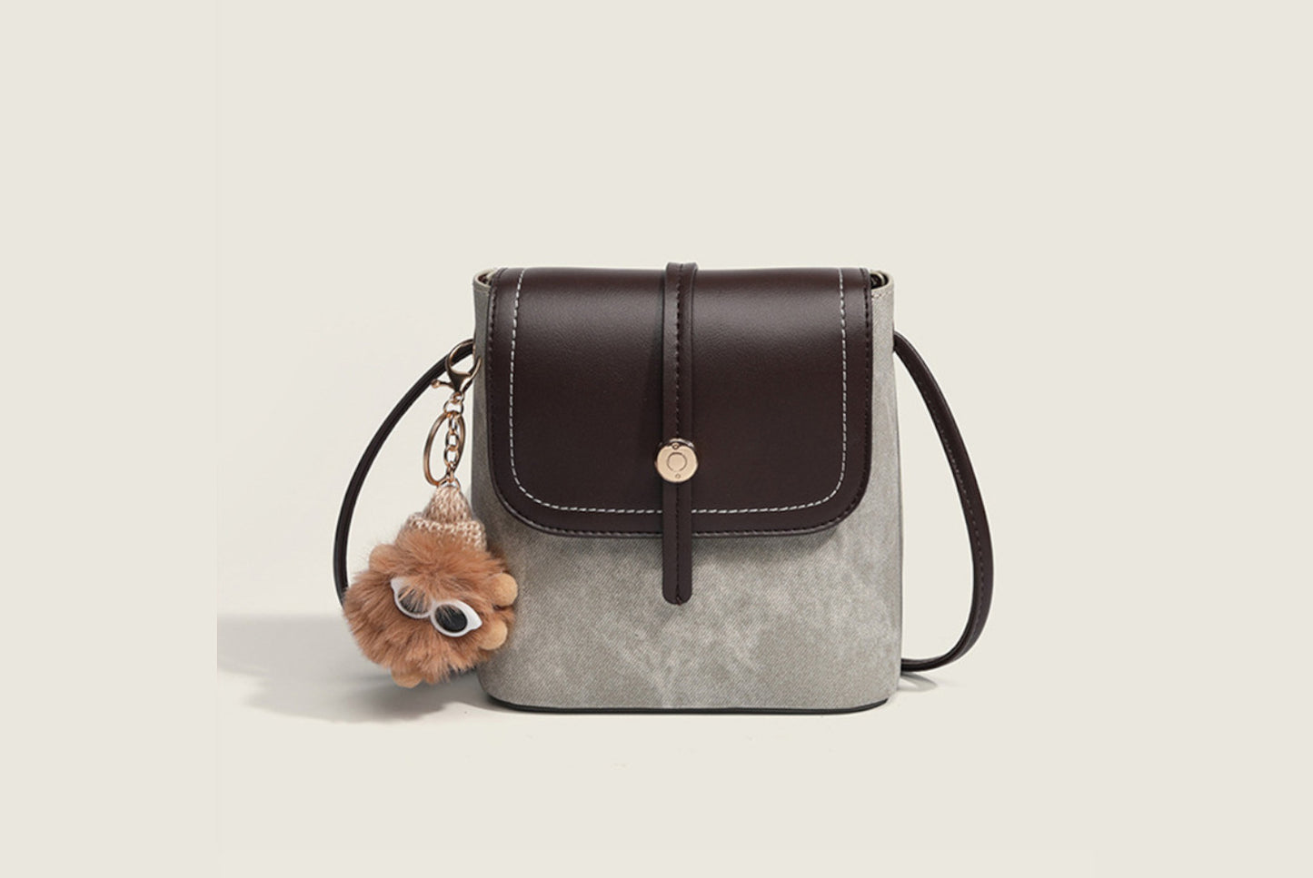 **Stylish and Simple Contrast Color Flap Crossbody Bag**