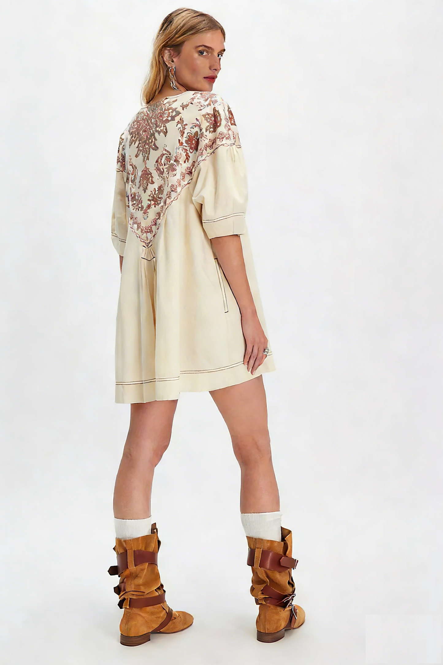Women's Round Neck Printed Short-Sleeve Dress